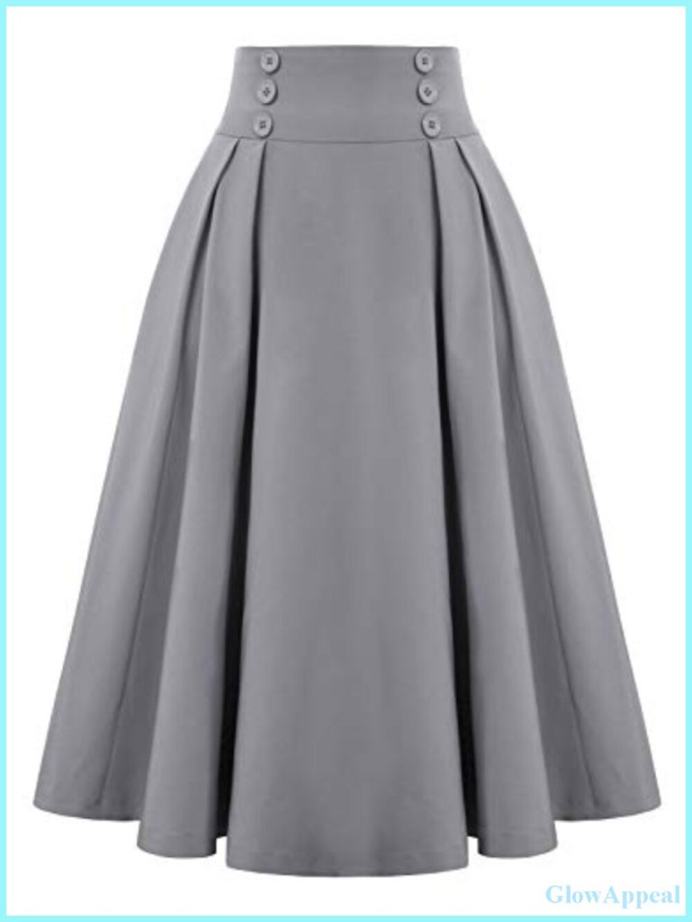Women's Midi Pleated A-Line Skirt with Pockets Elastic Waist